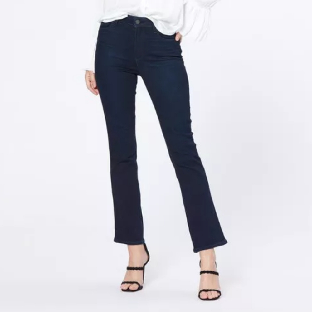 Paige Claudine High Rise Ankle Kick Flare Jeans in Telluride (Dark Blue) - Sz 28